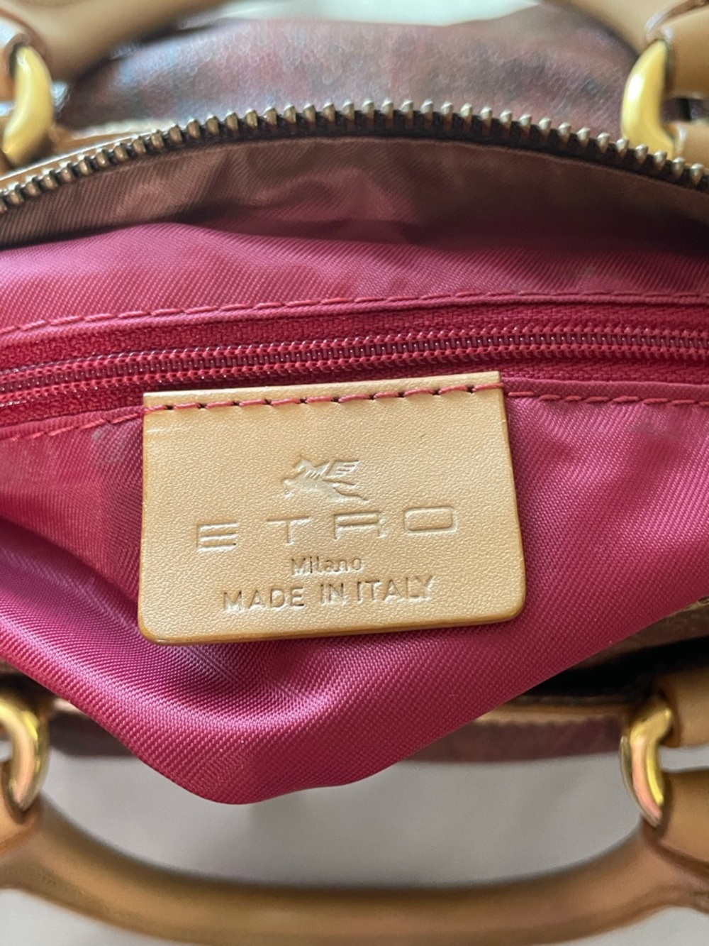 Etro Satchel Bag EUC Vtg Etro Paisley Boston Bag Leather Handles Made in Italy - Picture 5 of 17
